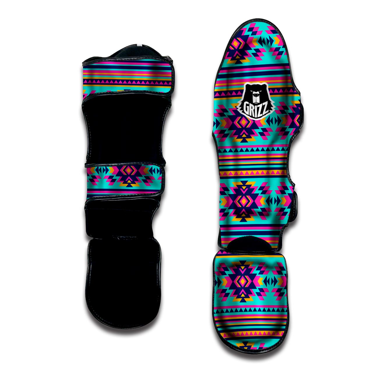 Neon Indian Aztec Abstract Art Print Muay Thai Shin Guard-grizzshop