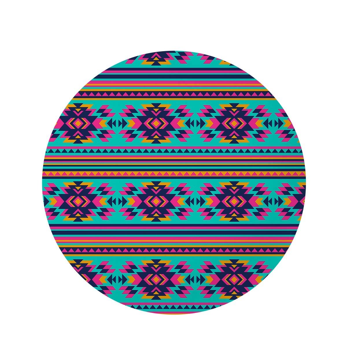 Neon Indian Aztec Abstract Art Print Round Rug-grizzshop