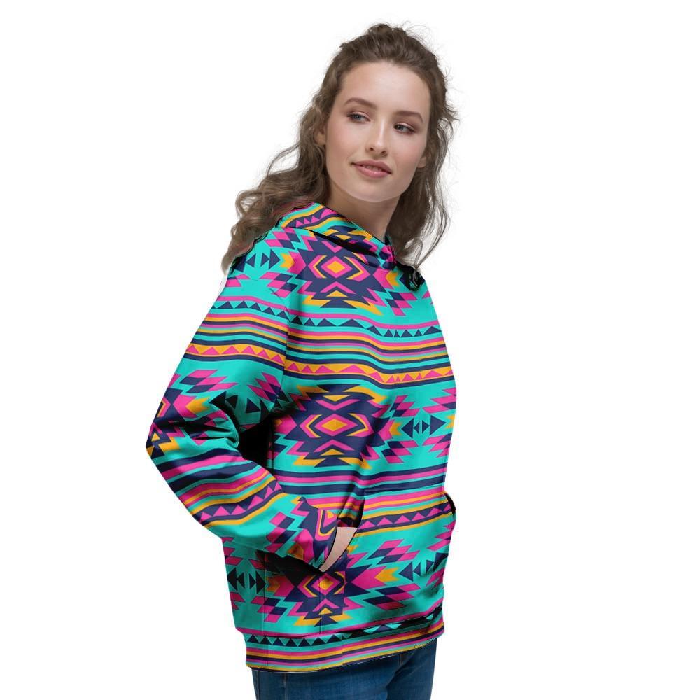 Neon Indian Aztec Abstract Art Print Women's Hoodie-grizzshop