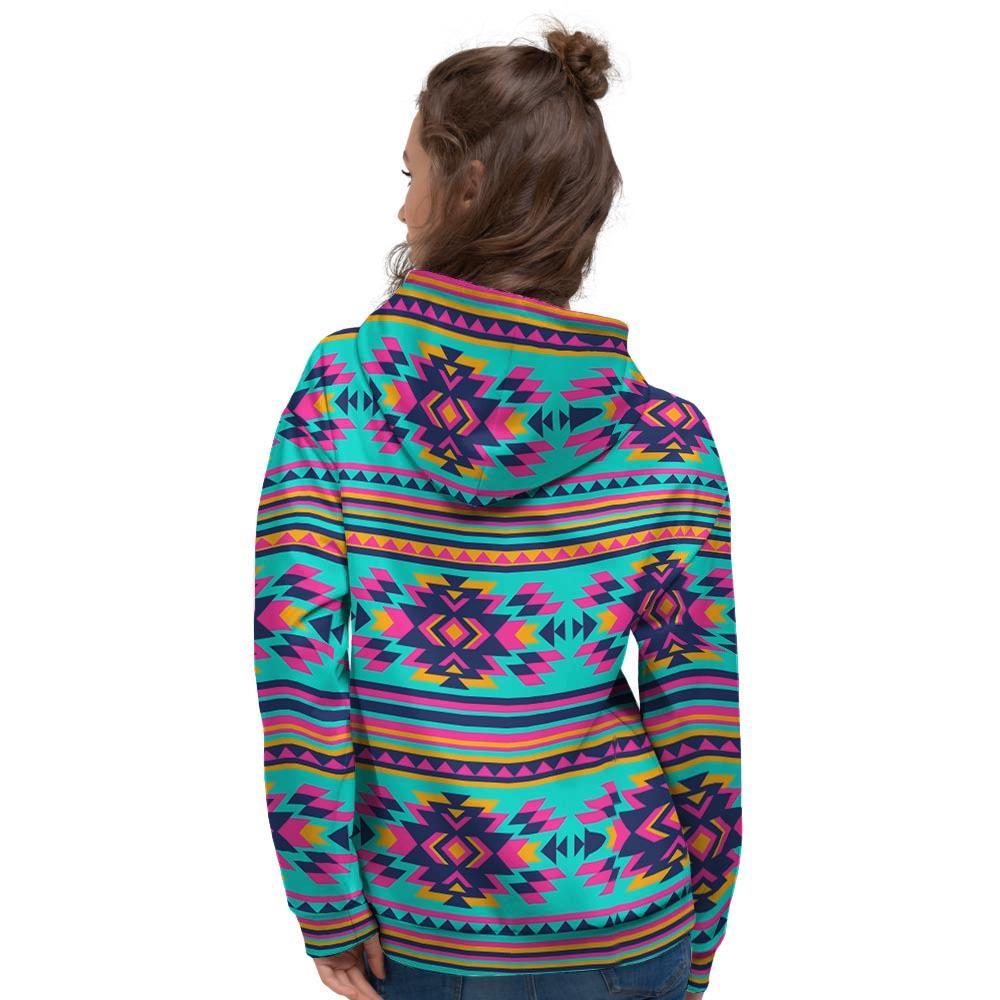 Neon Indian Aztec Abstract Art Print Women's Hoodie-grizzshop