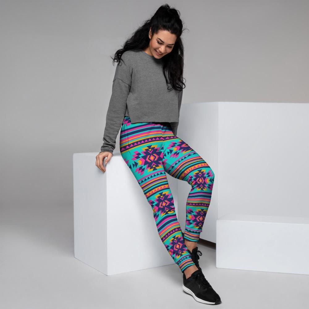 Neon Indian Aztec Abstract Art Print Women's Joggers-grizzshop