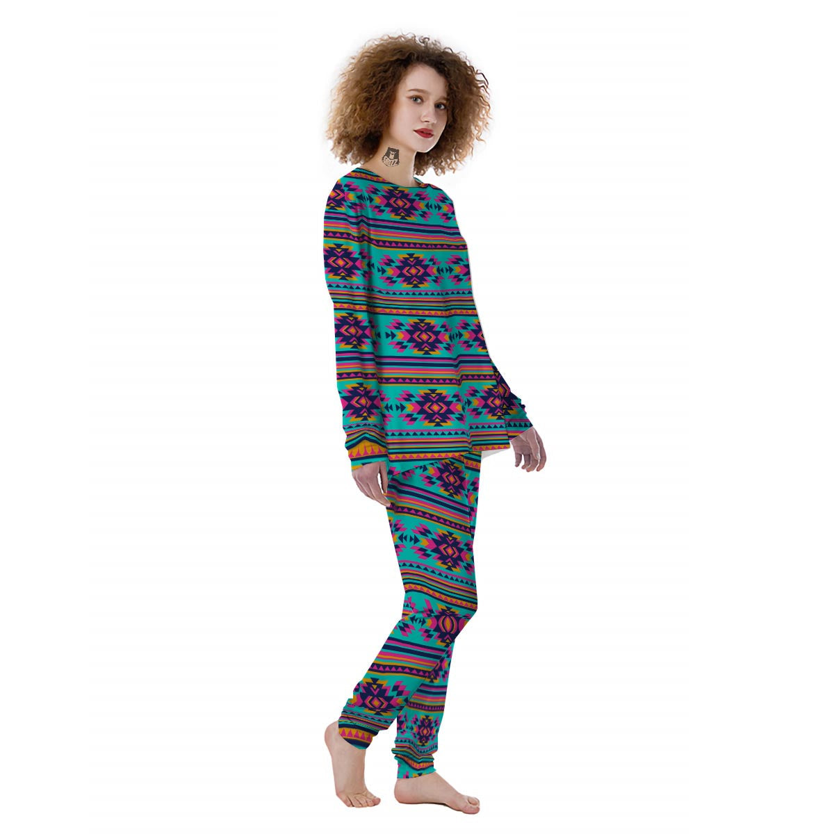 Neon Indian Aztec Abstract Art Print Women's Pajamas-grizzshop