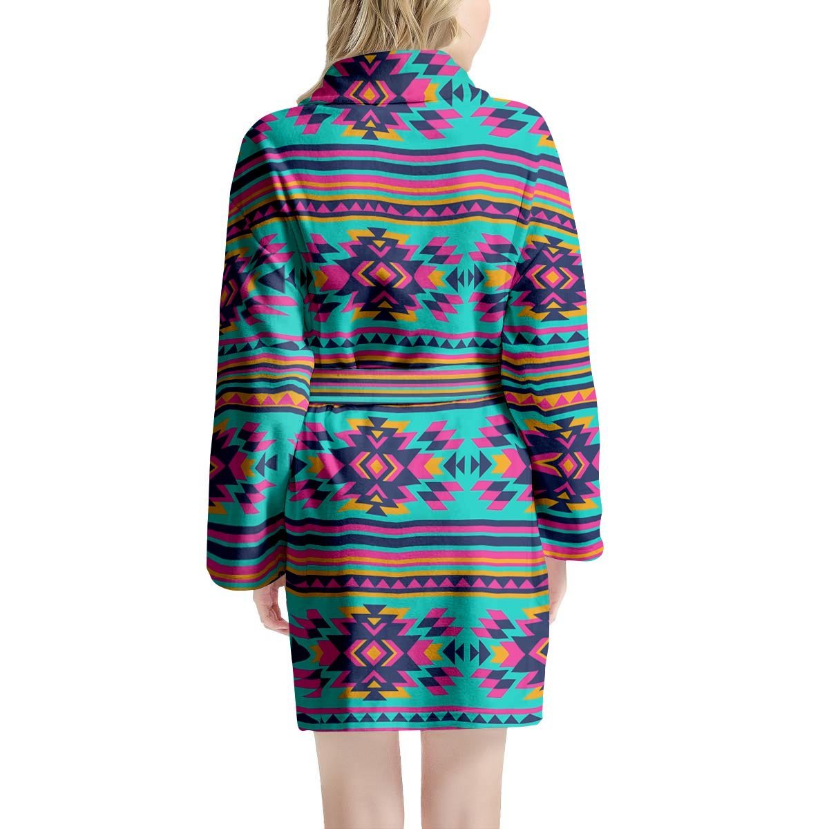 Neon Indian Aztec Abstract Art Print Women's Robe-grizzshop