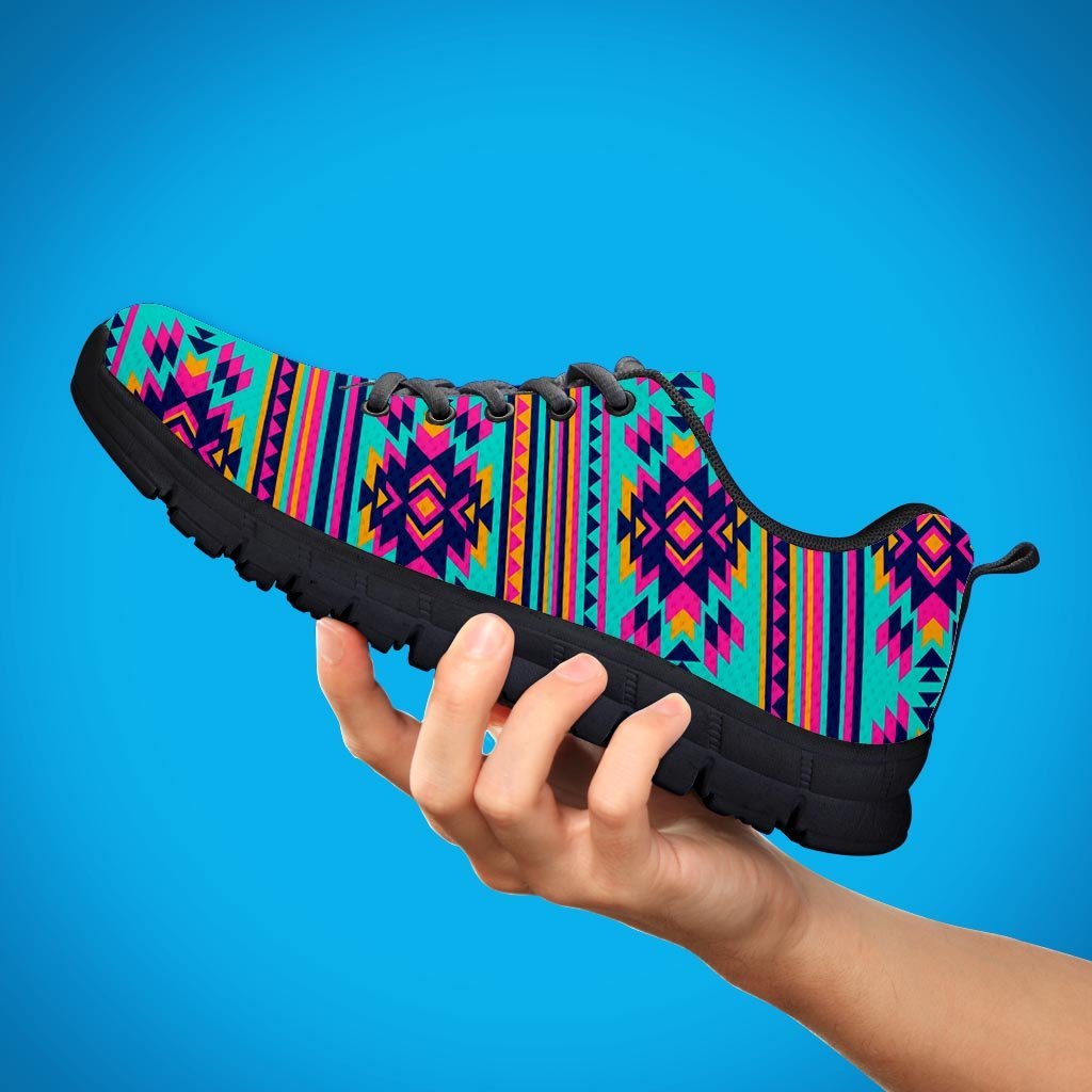 Neon Indian Aztec Abstract Art Print Women's Sneakers-grizzshop