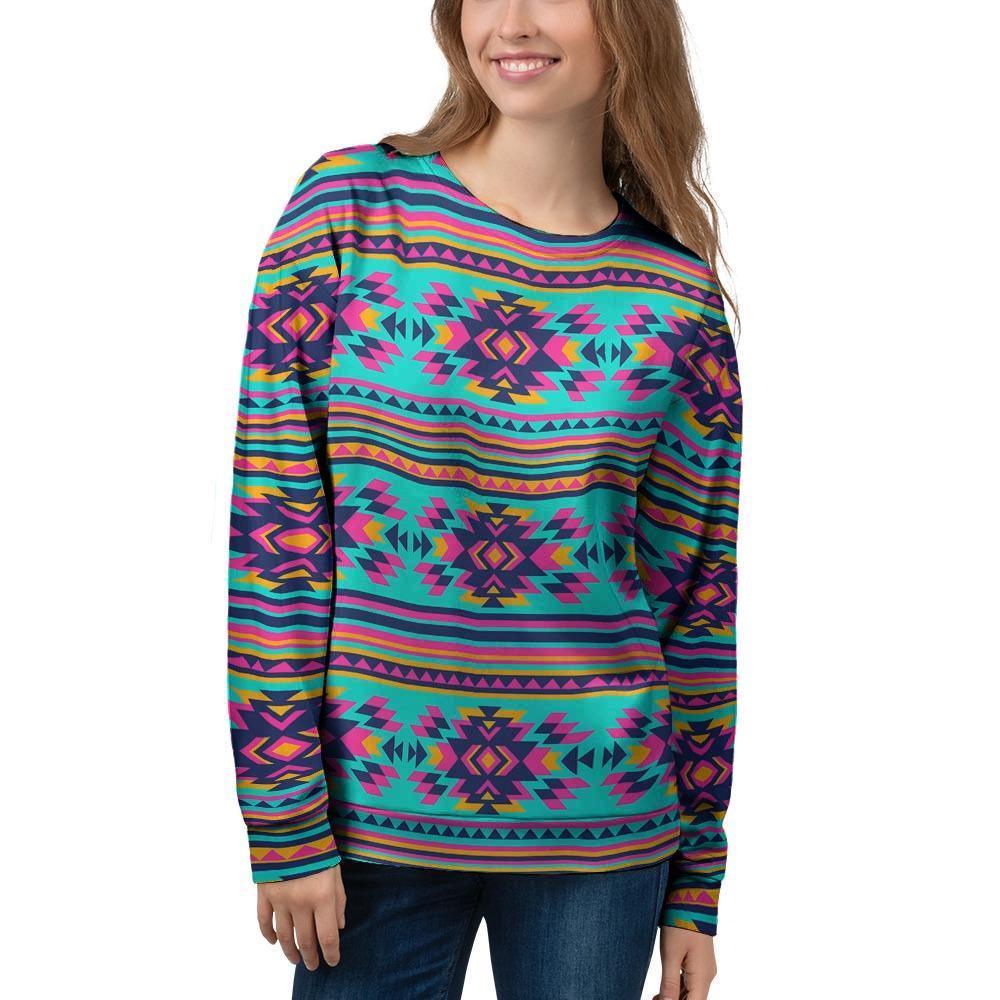 Neon Indian Aztec Abstract Art Print Women's Sweatshirt-grizzshop