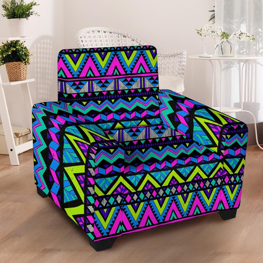 Neon Indian Aztec Doodle Armchair Cover-grizzshop