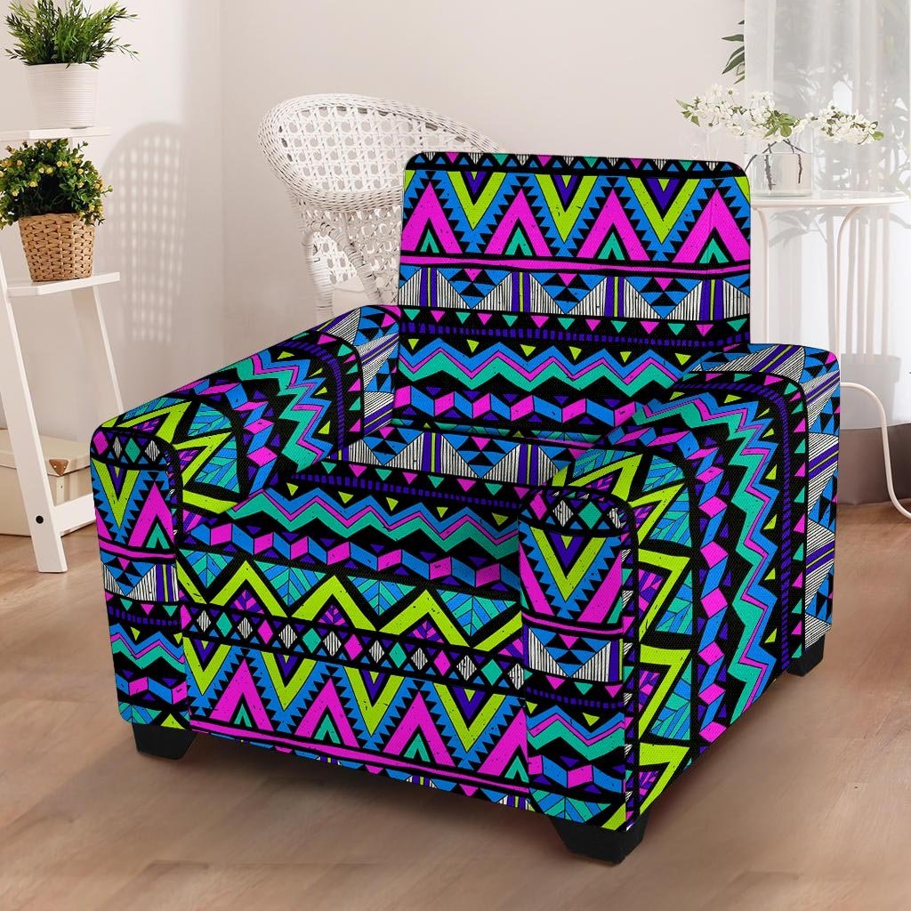 Neon Indian Aztec Doodle Armchair Cover-grizzshop