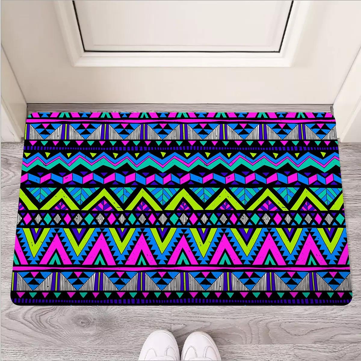 Neon Indian Aztec Doodle Door Mat-grizzshop