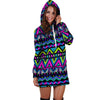 Neon Indian Aztec Doodle Hoodie Dress-grizzshop