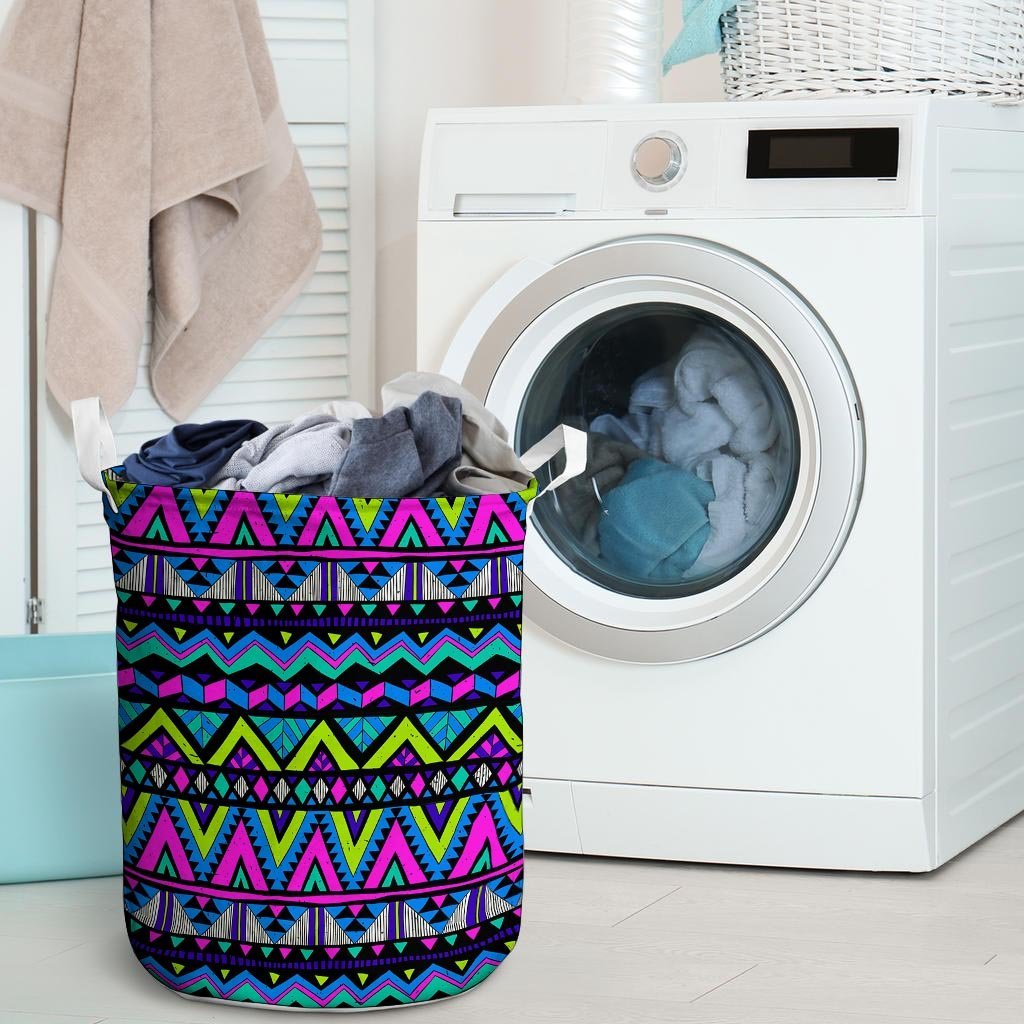 Neon Indian Aztec Doodle Laundry Basket-grizzshop