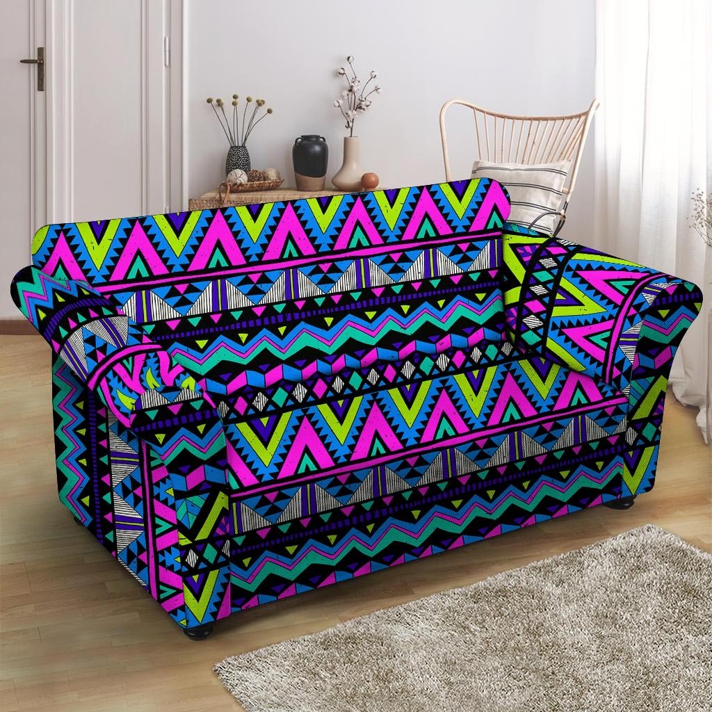 Neon Indian Aztec Doodle Loveseat Cover-grizzshop