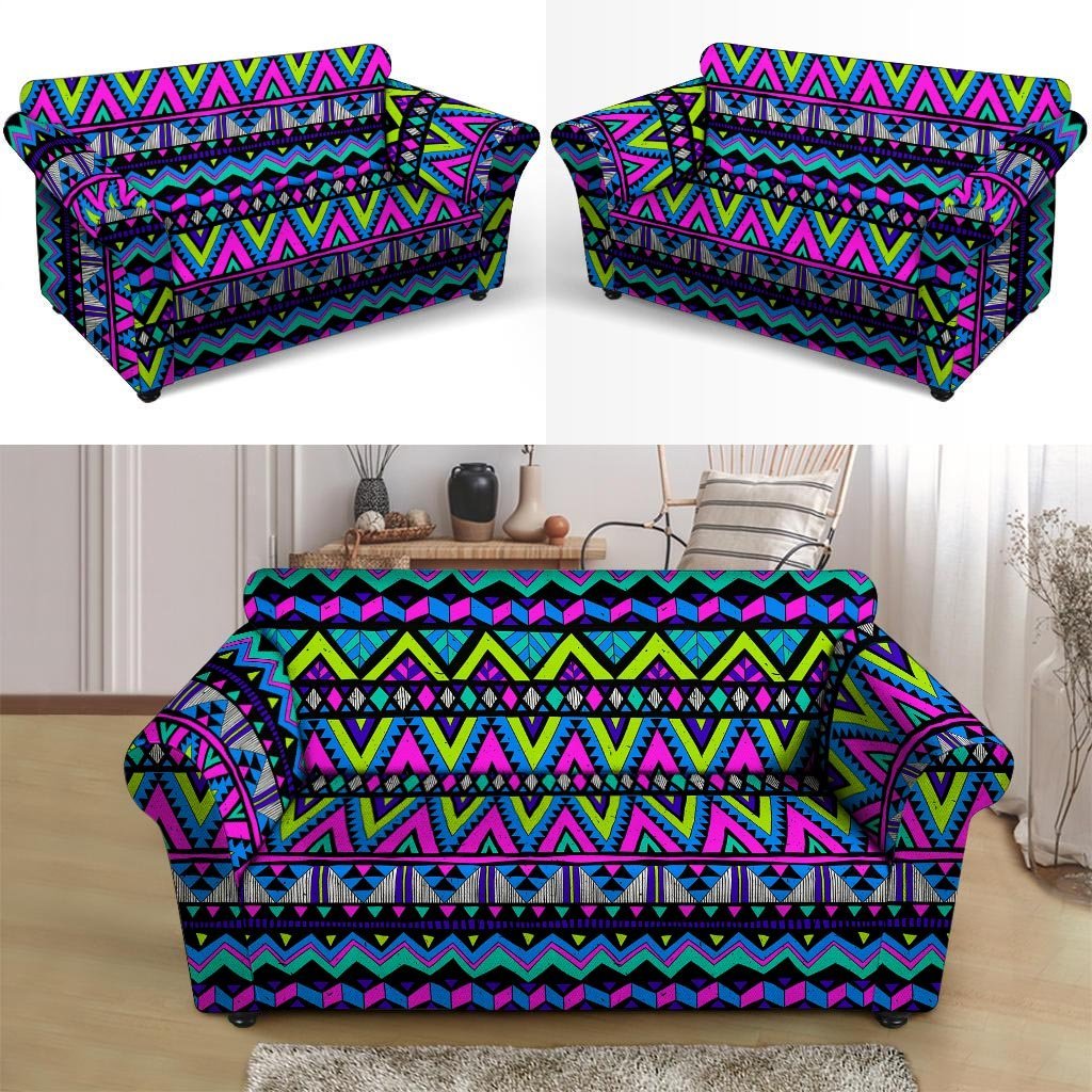 Neon Indian Aztec Doodle Loveseat Cover-grizzshop