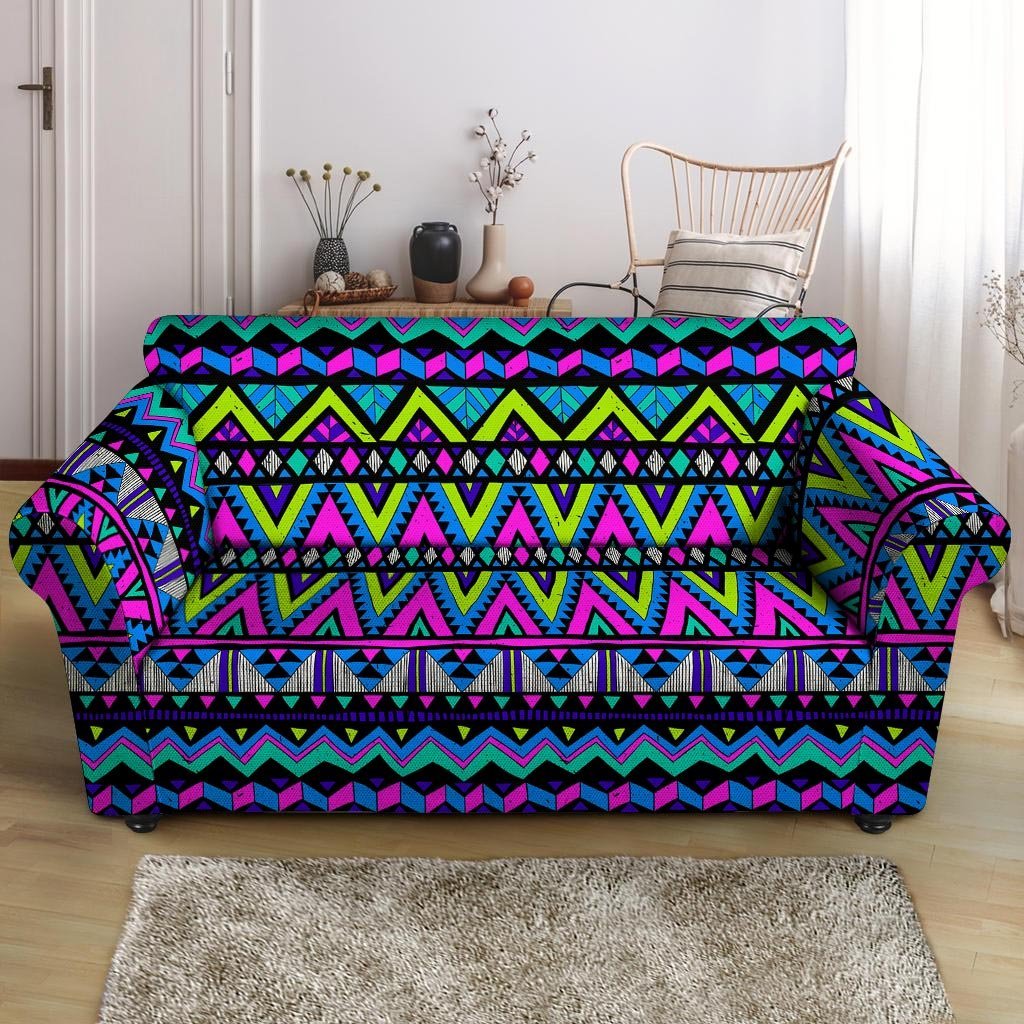 Neon Indian Aztec Doodle Loveseat Cover-grizzshop