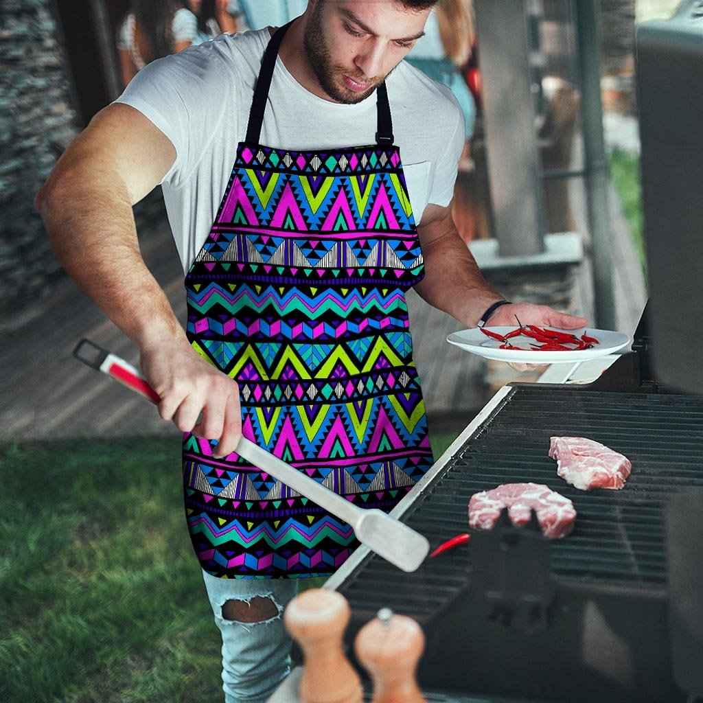 Neon Indian Aztec Doodle Men's Apron-grizzshop