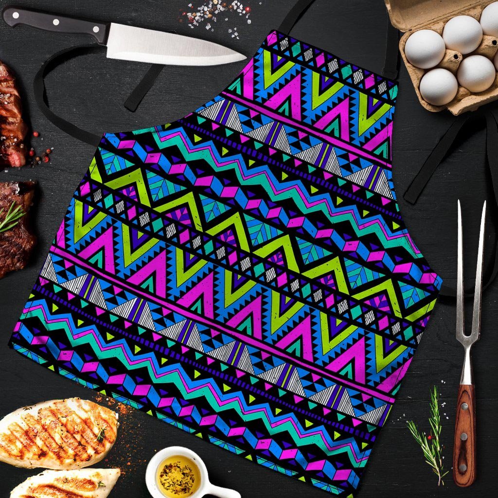 Neon Indian Aztec Doodle Men's Apron-grizzshop