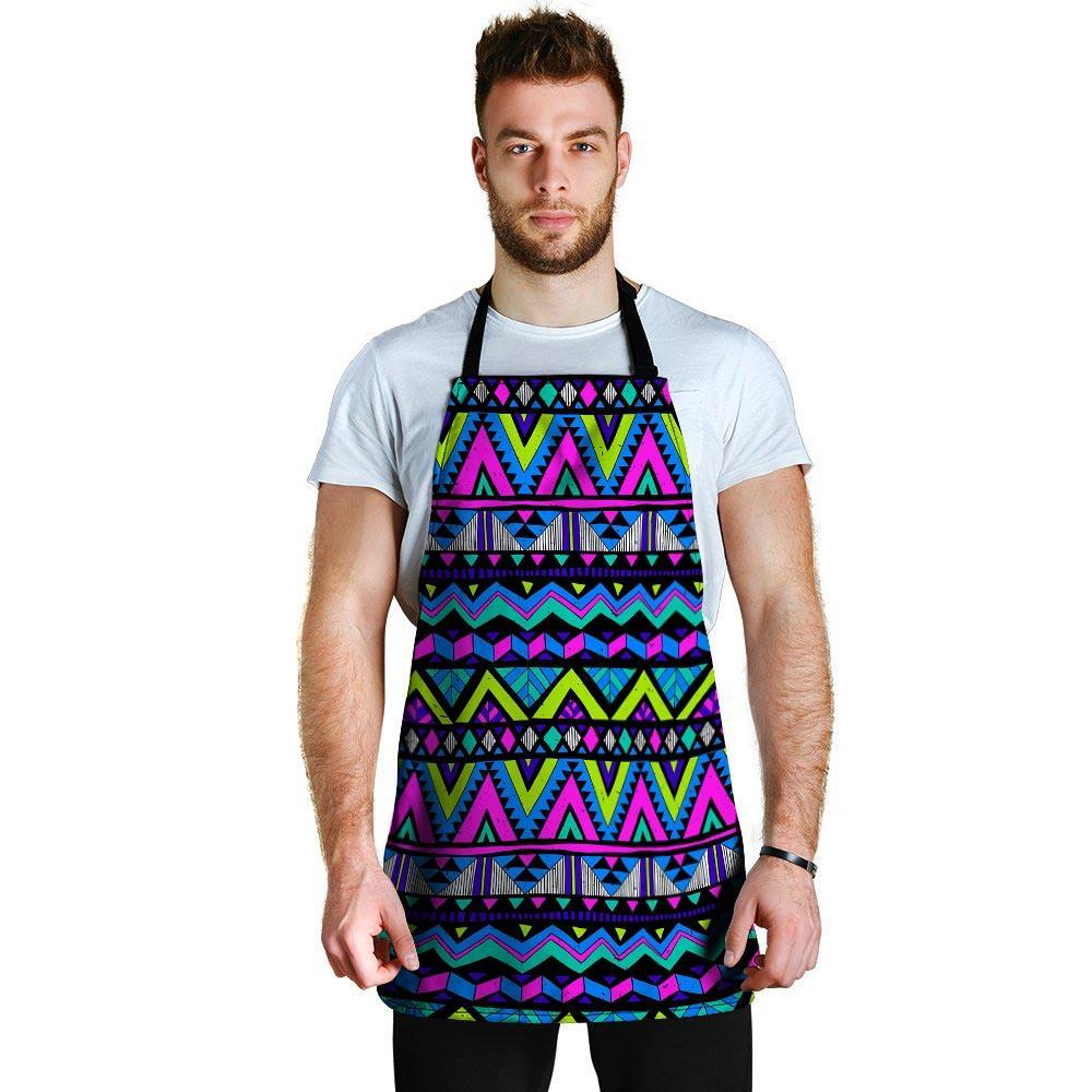 Neon Indian Aztec Doodle Men's Apron-grizzshop