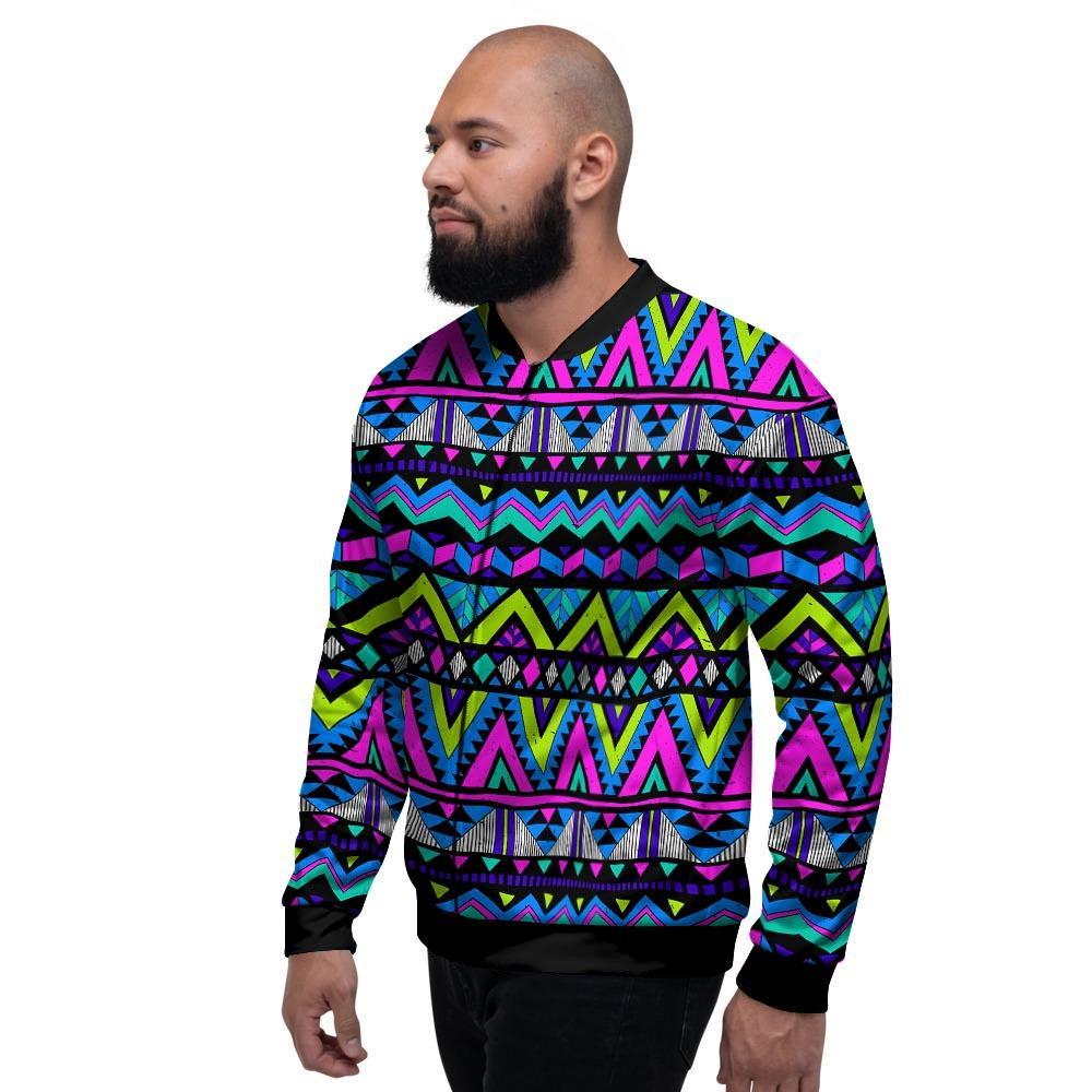 Neon Indian Aztec Doodle Men's Bomber Jacket-grizzshop