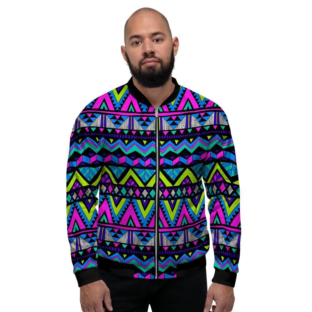 Neon Indian Aztec Doodle Men's Bomber Jacket-grizzshop