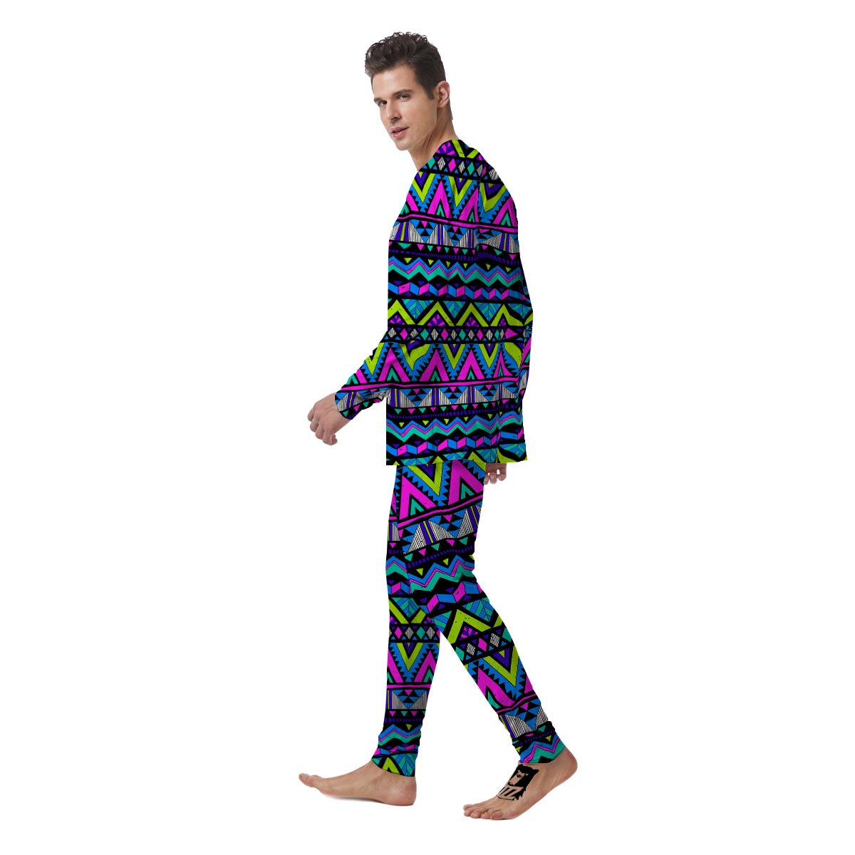 Neon Indian Aztec Doodle Men's Pajamas-grizzshop