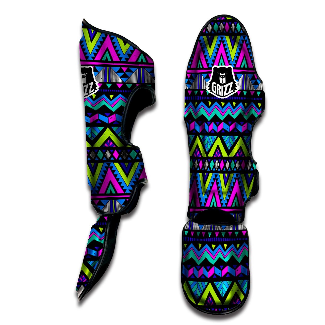 Neon Indian Aztec Doodle Muay Thai Shin Guard-grizzshop