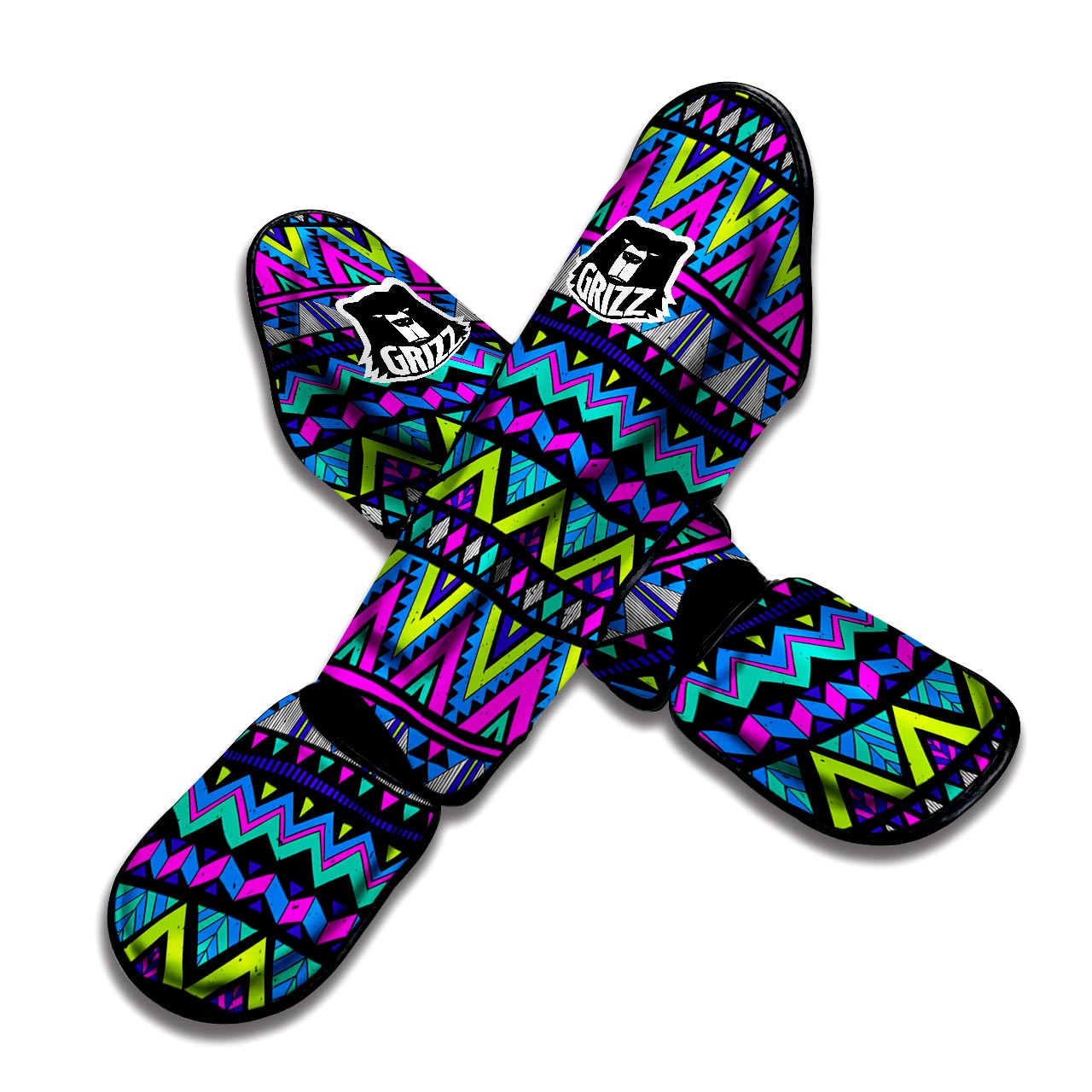 Neon Indian Aztec Doodle Muay Thai Shin Guard-grizzshop