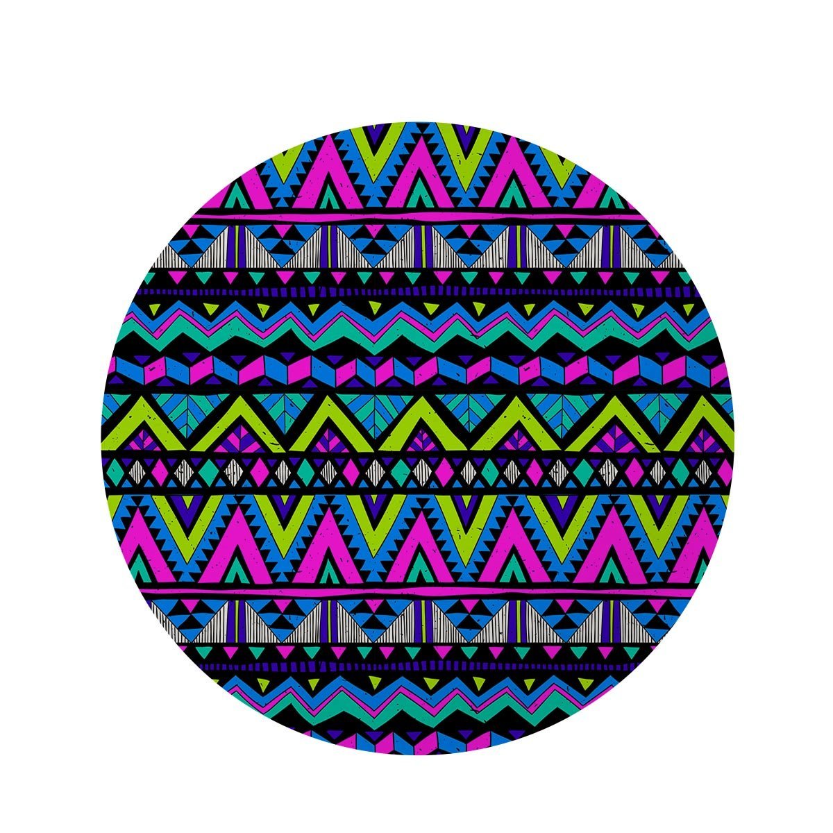 Neon Indian Aztec Doodle Round Rug-grizzshop