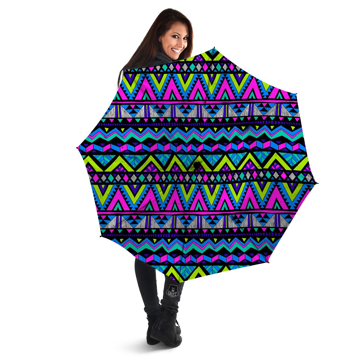 Neon Indian Aztec Doodle Umbrella-grizzshop