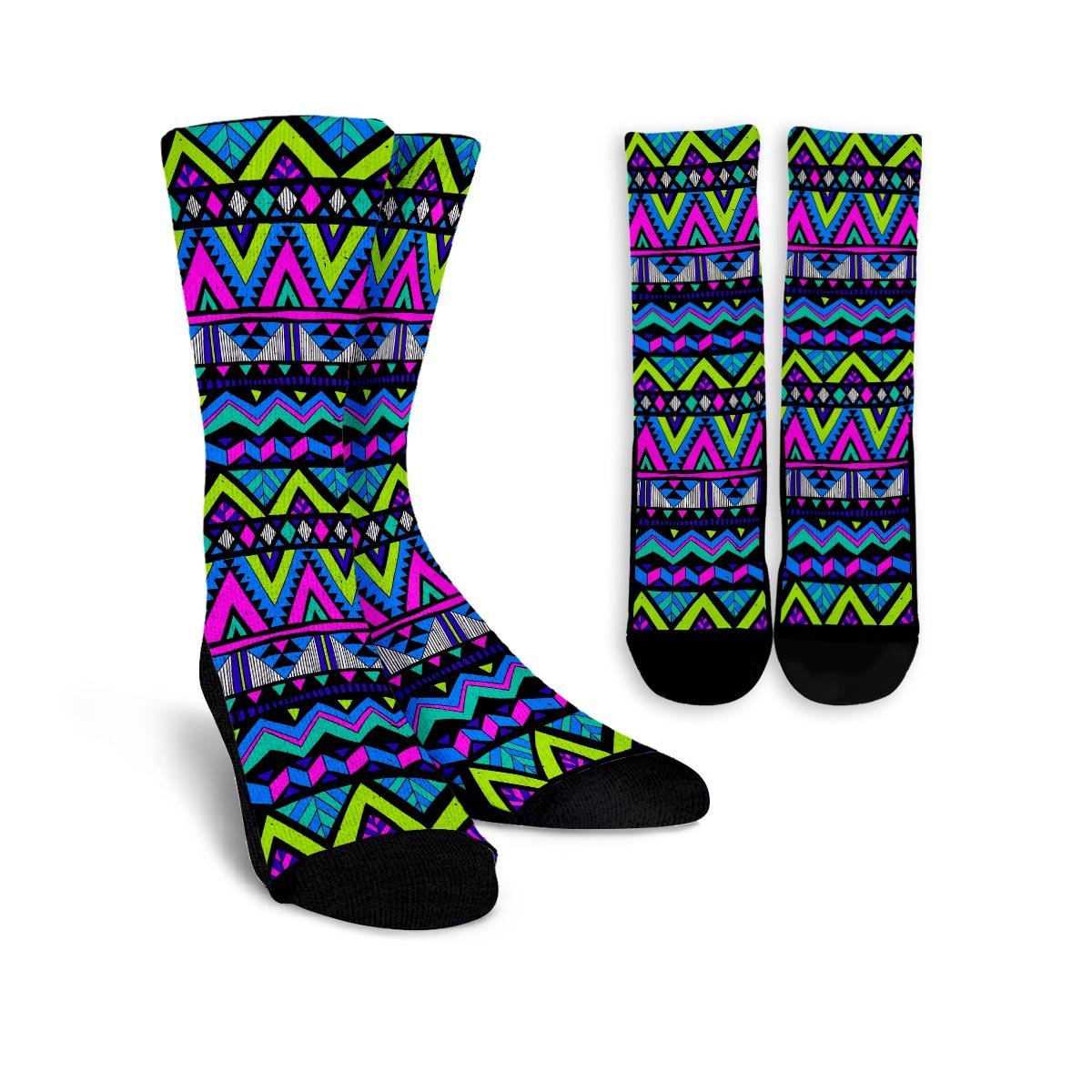 Neon Indian Aztec Doodle Unisex Socks-grizzshop