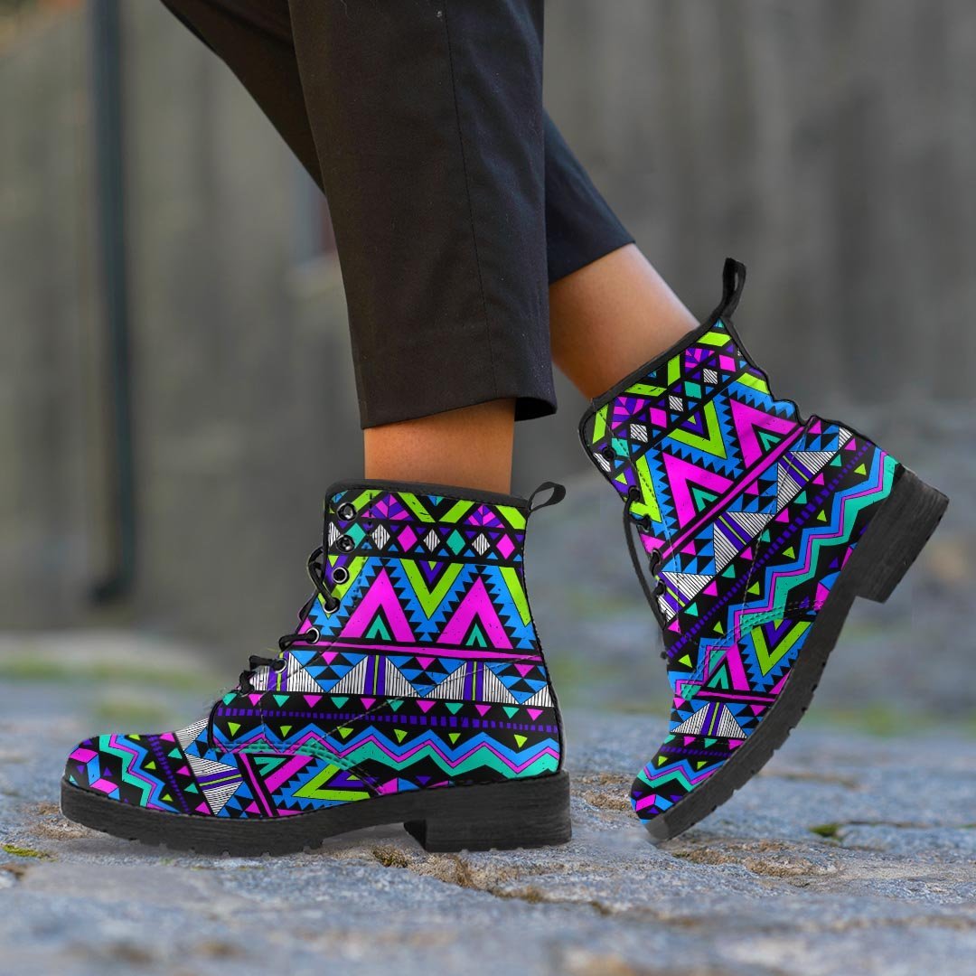 Neon Indian Aztec Doodle Women's Boots-grizzshop