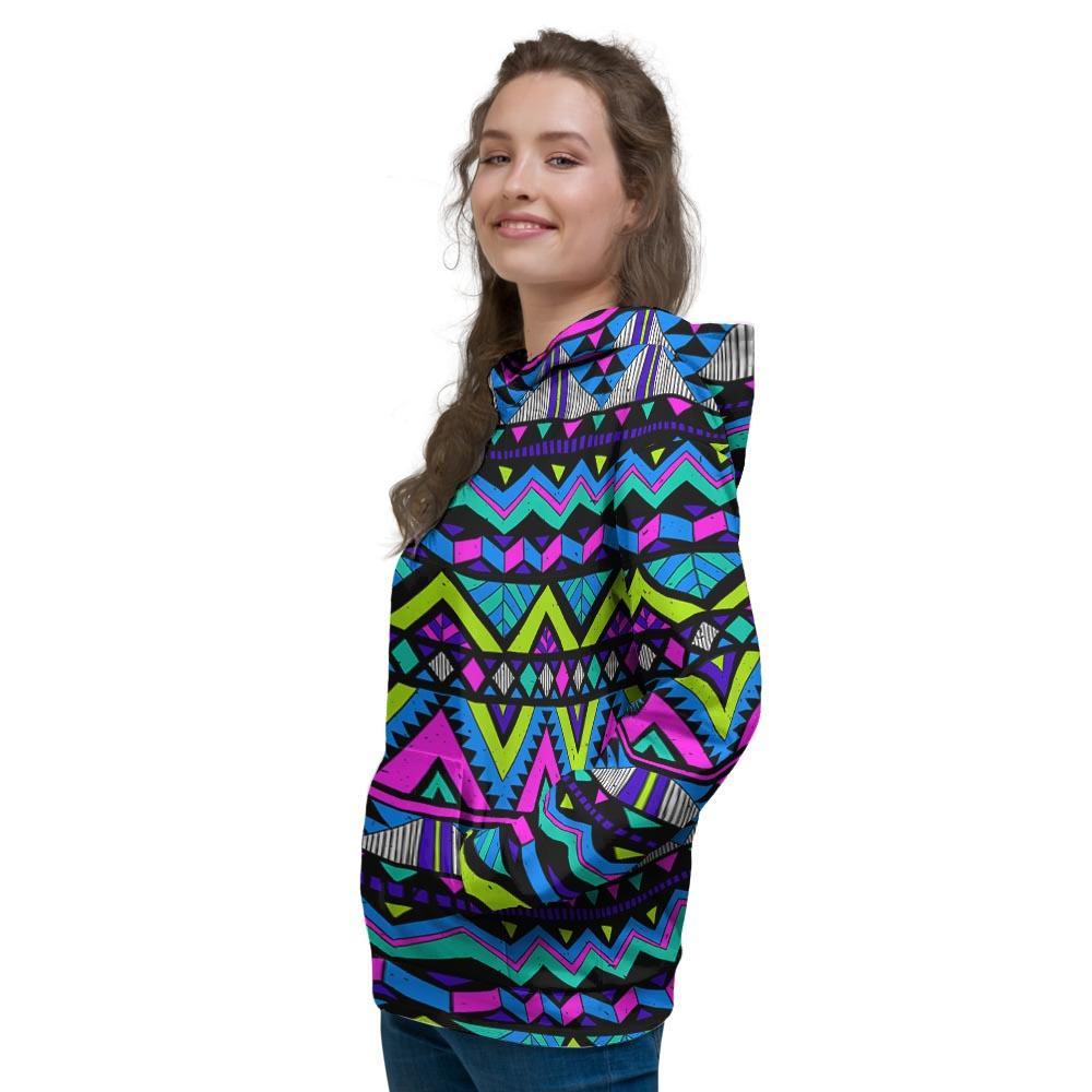 Neon Indian Aztec Doodle Women's Hoodie-grizzshop