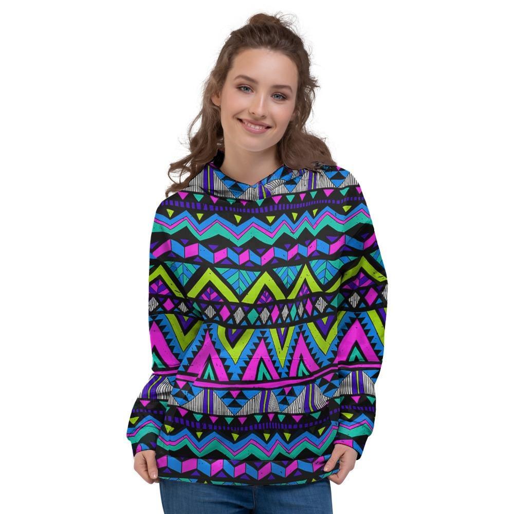 Neon Indian Aztec Doodle Women's Hoodie-grizzshop