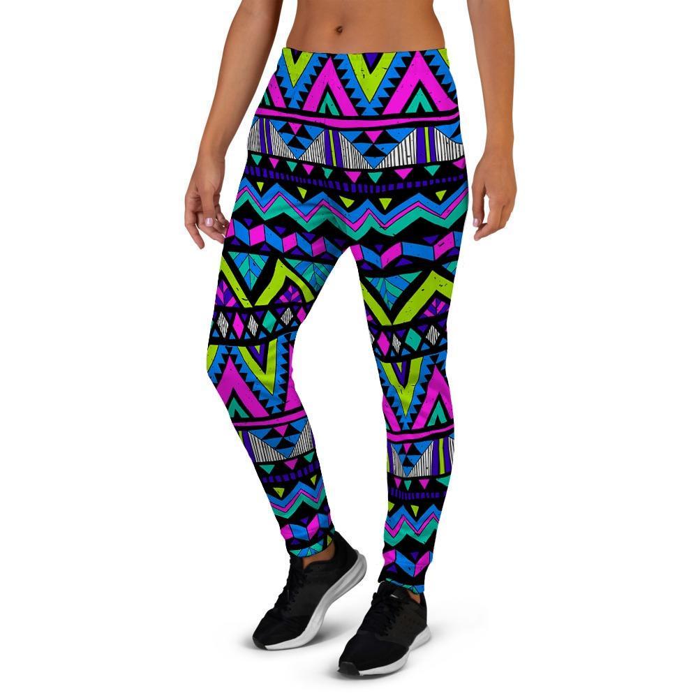 Neon Indian Aztec Doodle Women's Joggers-grizzshop