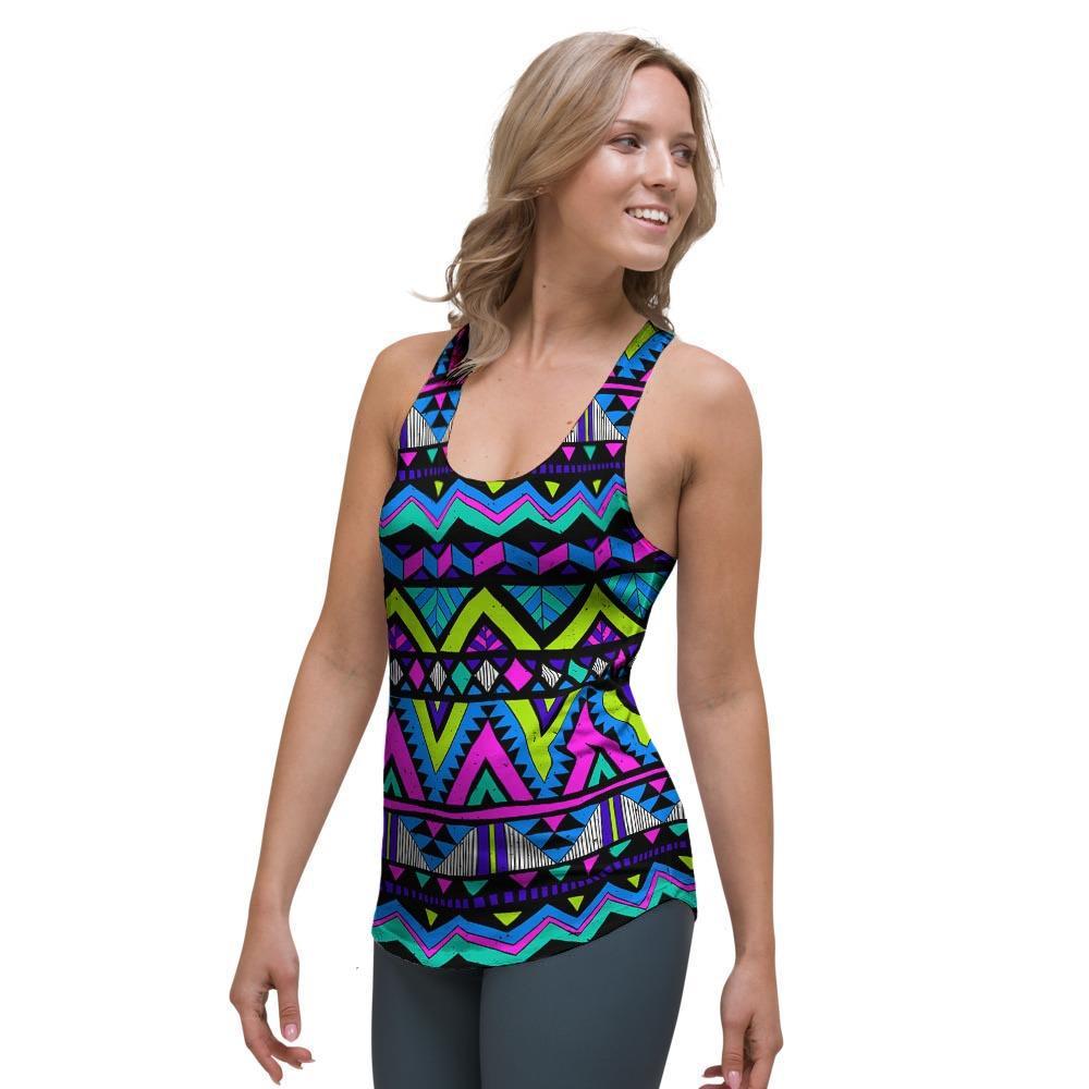 Neon Indian Aztec Doodle Women's Racerback Tank Top-grizzshop
