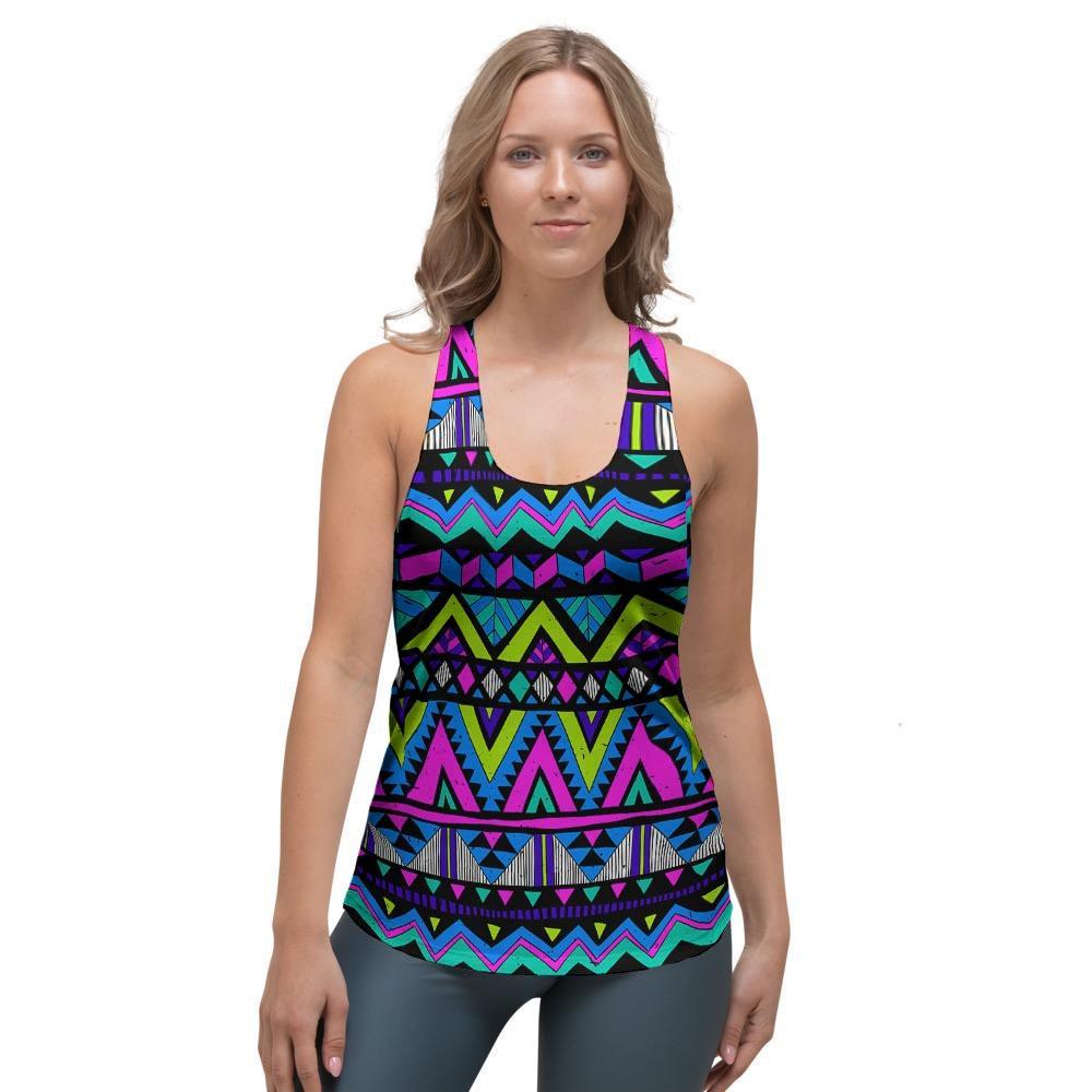 Neon Indian Aztec Doodle Women's Racerback Tank Top-grizzshop