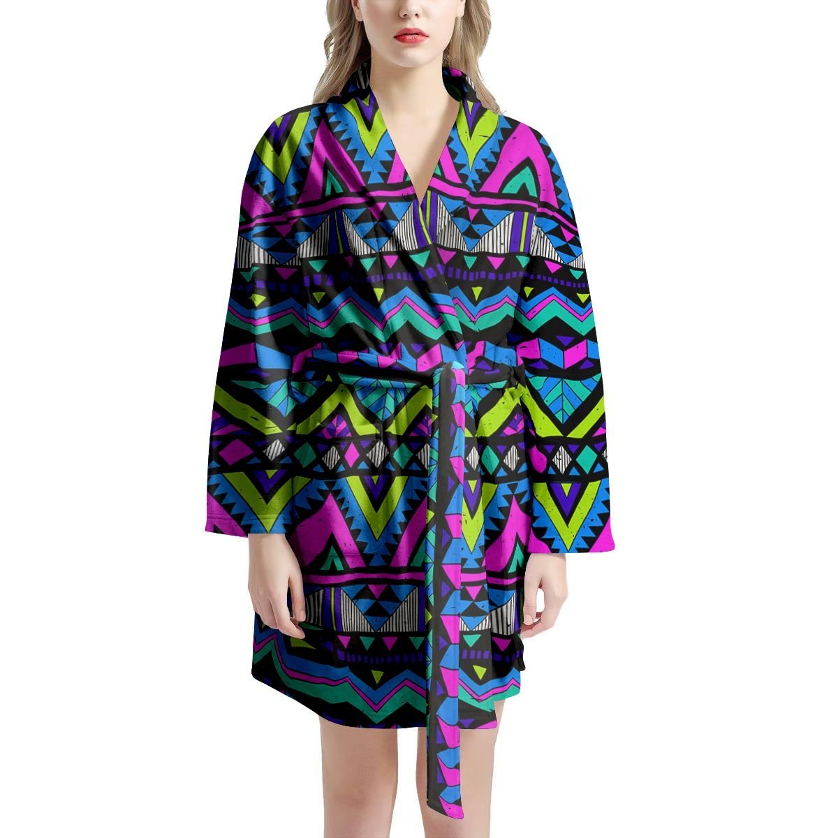 Neon Indian Aztec Doodle Women's Robe-grizzshop