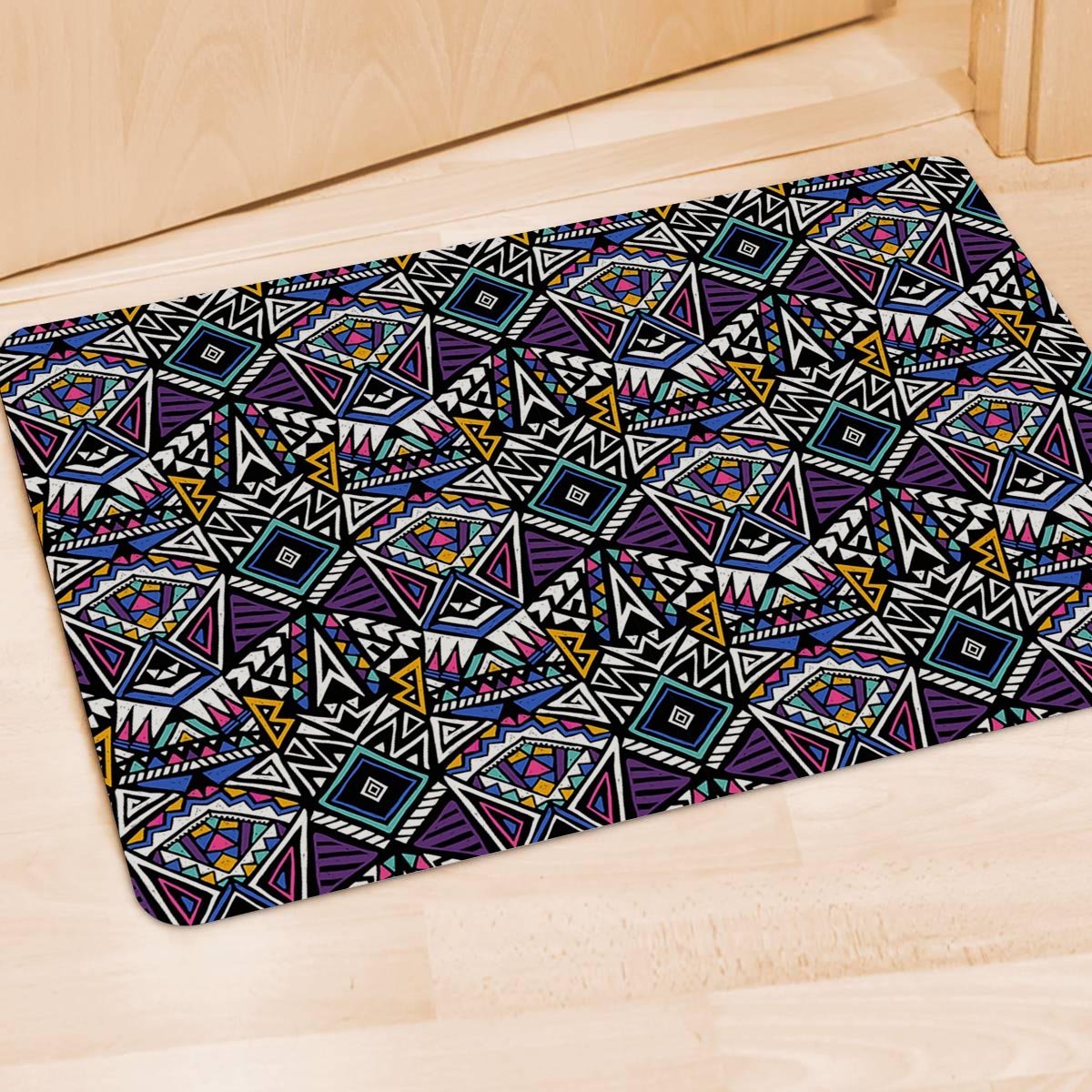 Neon Indian Aztec Triangles Abstract Geometric Art Door Mat-grizzshop