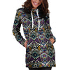 Neon Indian Aztec Triangles Abstract Geometric Art Hoodie Dress-grizzshop