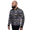 Neon Indian Aztec Triangles Abstract Geometric Art Men's Bomber Jacket-grizzshop