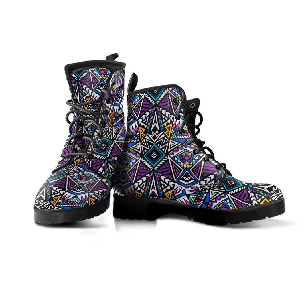 Neon Indian Aztec Triangles Abstract Geometric Art Men's Boots-grizzshop
