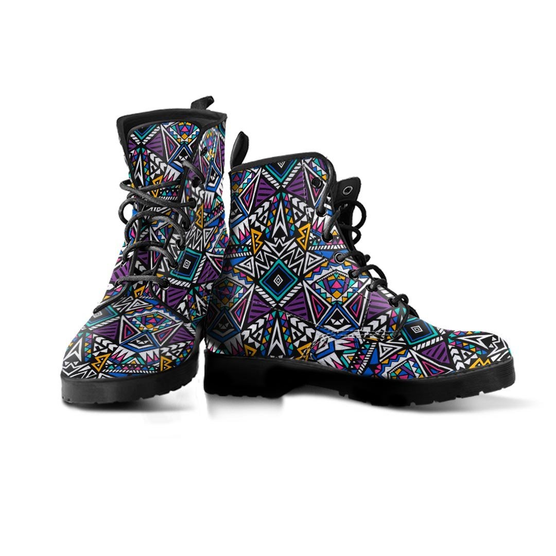 Neon Indian Aztec Triangles Abstract Geometric Art Men's Boots-grizzshop