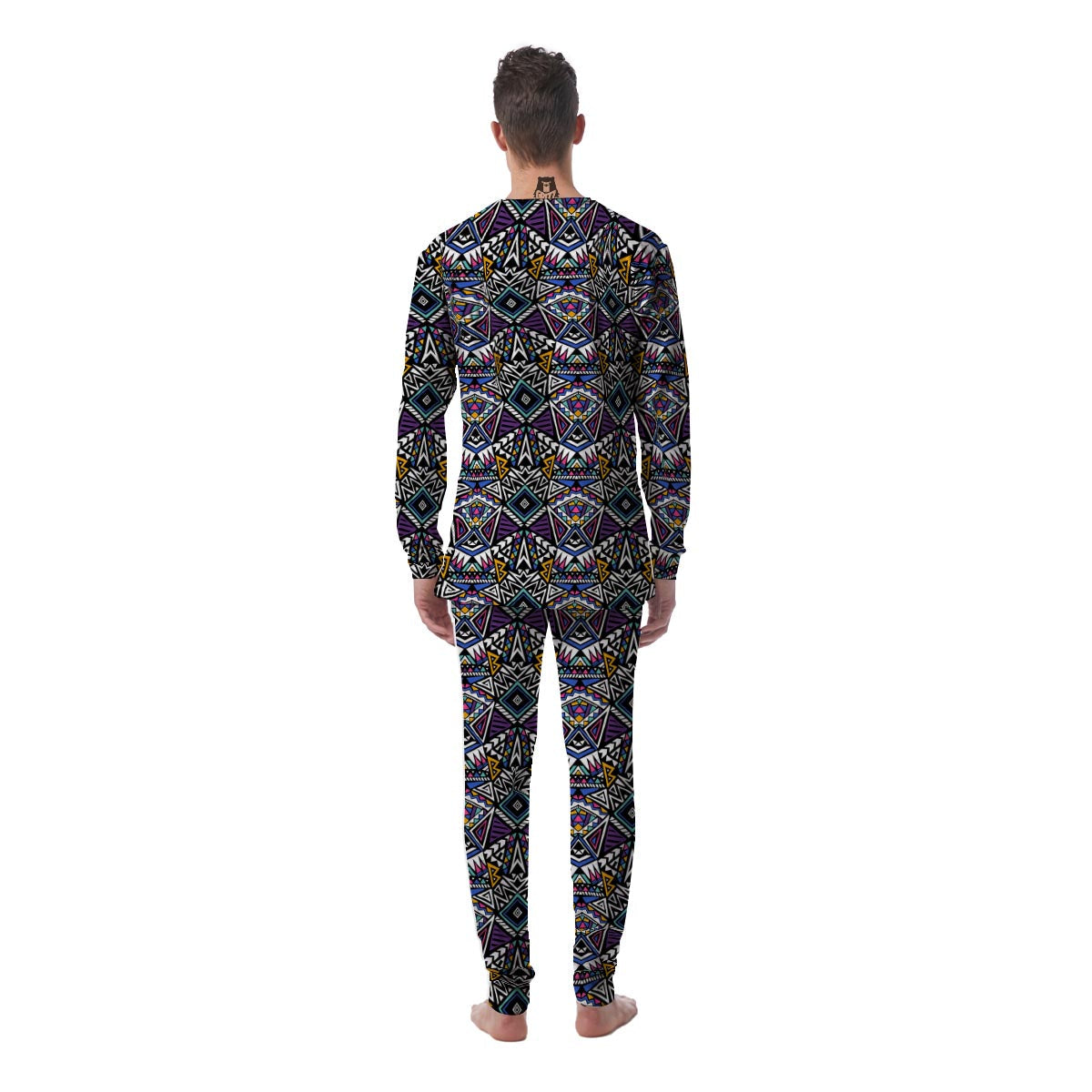 Neon Indian Aztec Triangles Abstract Geometric Art Men's Pajamas-grizzshop