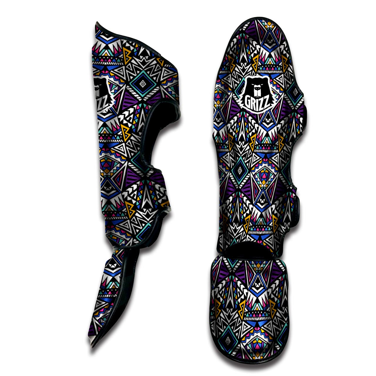 Neon Indian Aztec Triangles Abstract Geometric Art Muay Thai Shin Guard-grizzshop