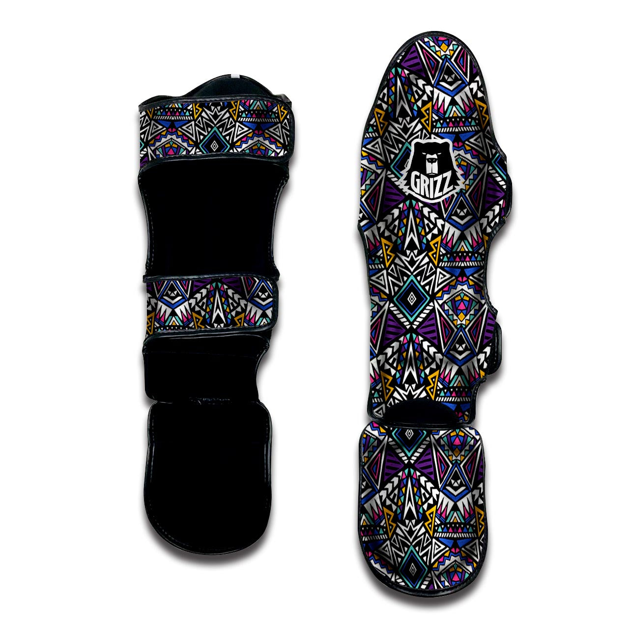 Neon Indian Aztec Triangles Abstract Geometric Art Muay Thai Shin Guard-grizzshop