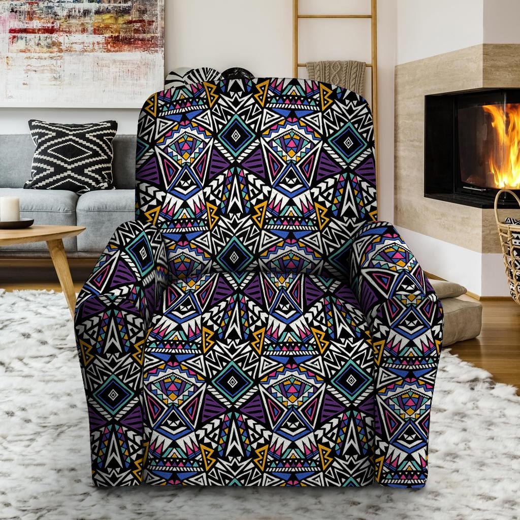 Neon Indian Aztec Triangles Abstract Geometric Art Recliner Cover-grizzshop