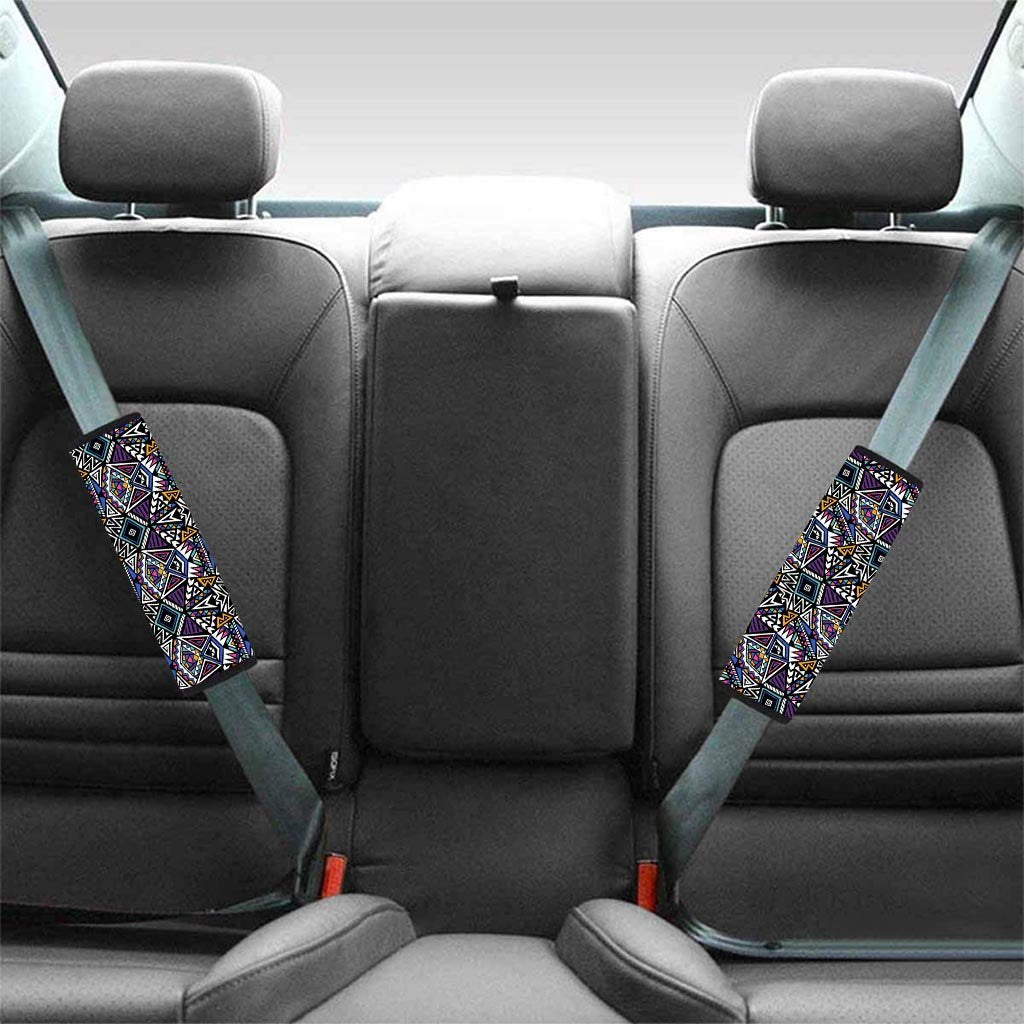 Neon Indian Aztec Triangles Abstract Geometric Art Seat Belt Cover-grizzshop