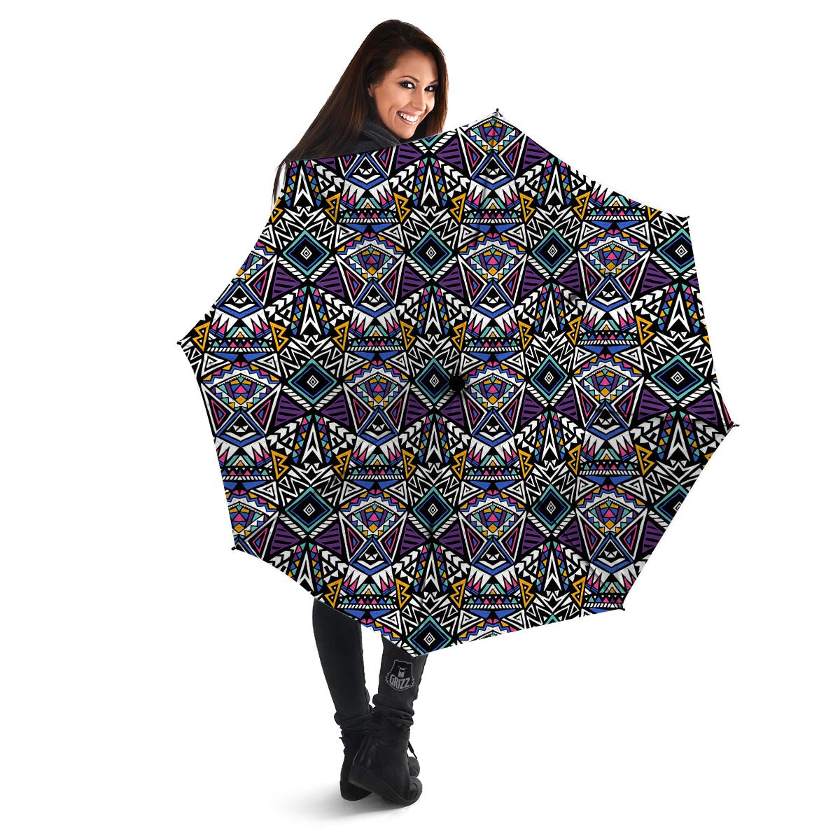 Neon Indian Aztec Triangles Abstract Geometric Art Umbrella-grizzshop