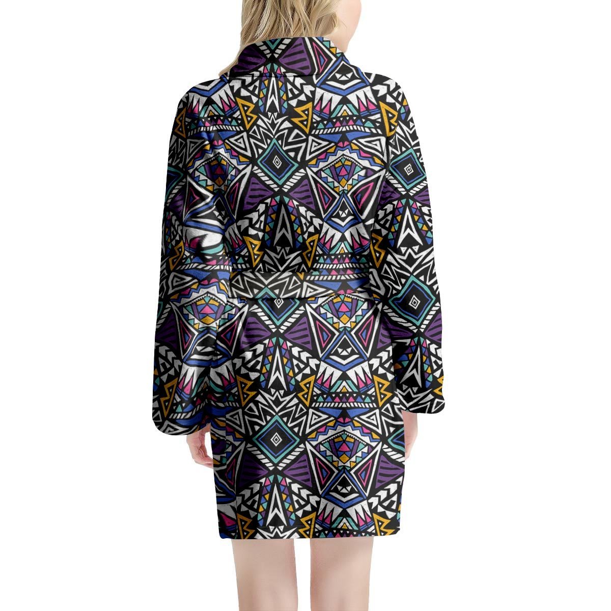 Neon Indian Aztec Triangles Abstract Geometric Art Women's Robe-grizzshop