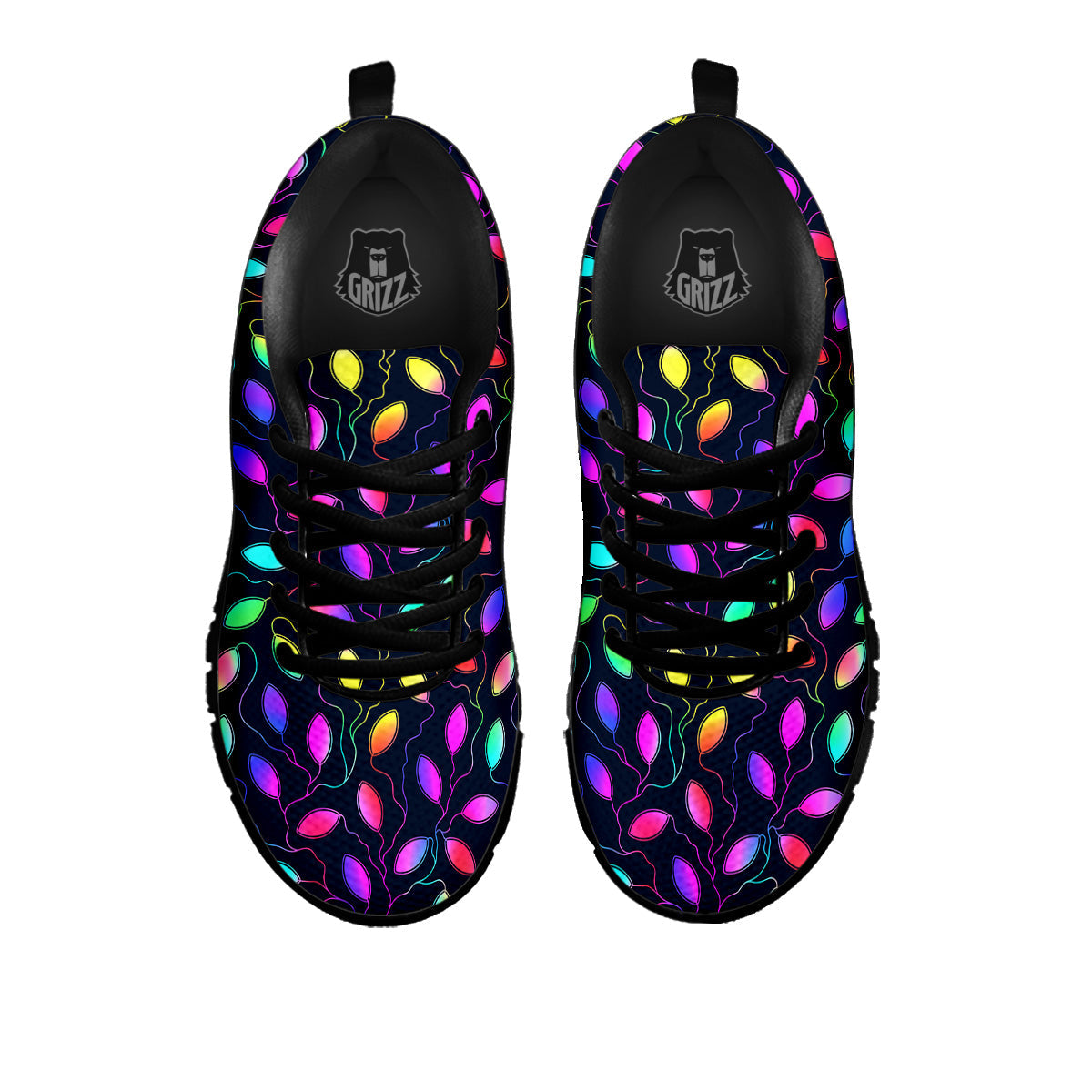 Neon Leaf Print Pattern Black Sneaker-grizzshop