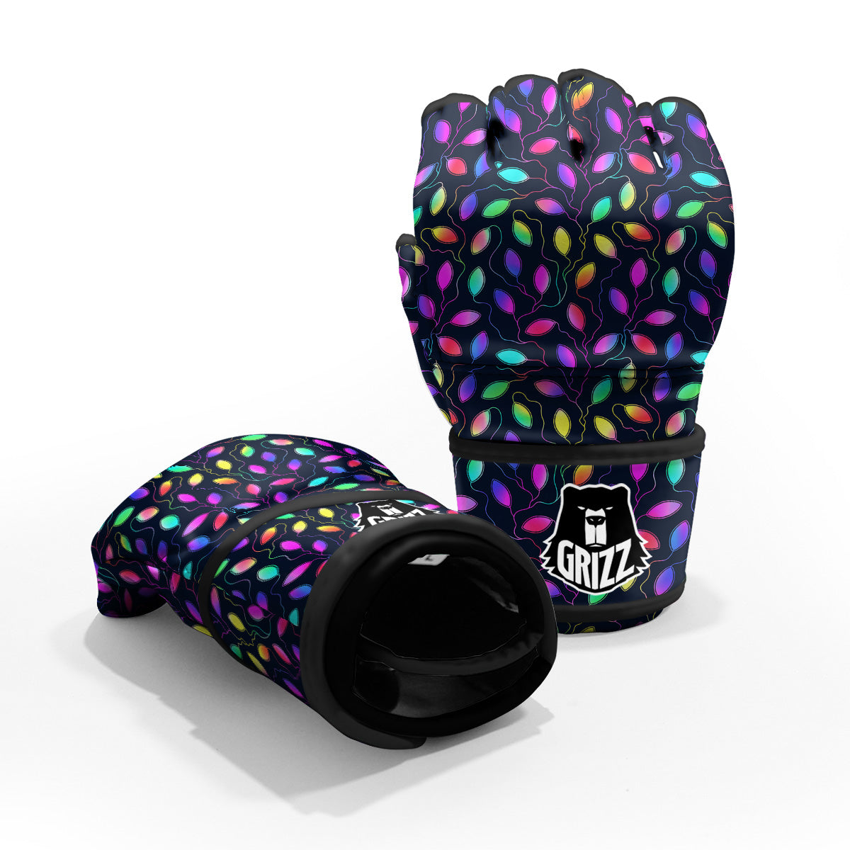 Neon Leaf Print Pattern MMA Gloves-grizzshop