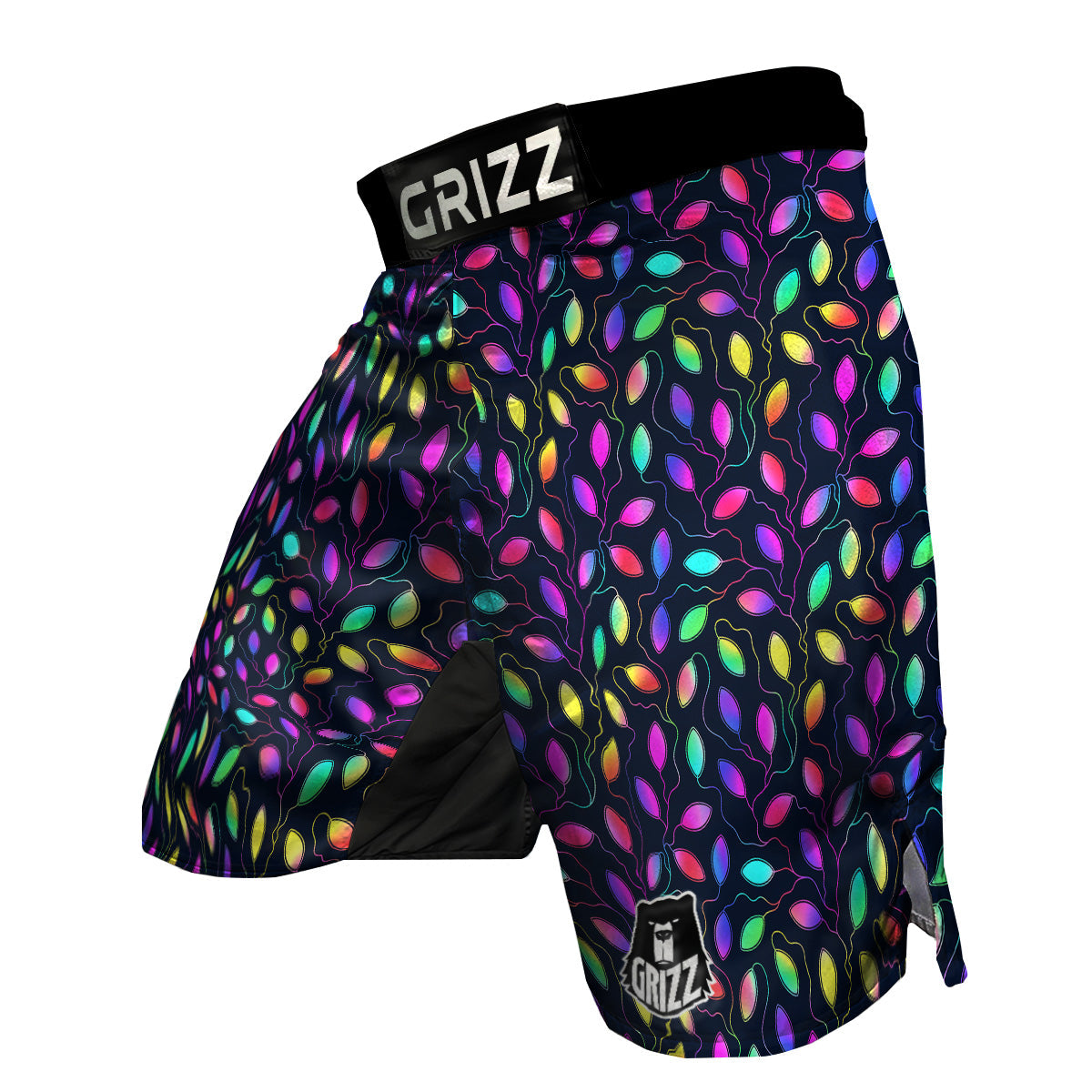 Neon Leaf Print Pattern MMA Shorts-grizzshop